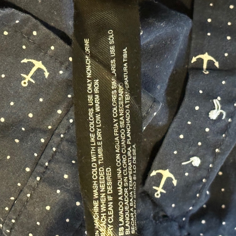 Denim & Flower Ricky Singh Mens Navy Blue Anchor Polka Dot Button Down Shirt Med - Picture 5 of 5